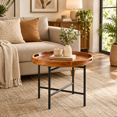 Table basse en bois avec support en métal Haritonas
