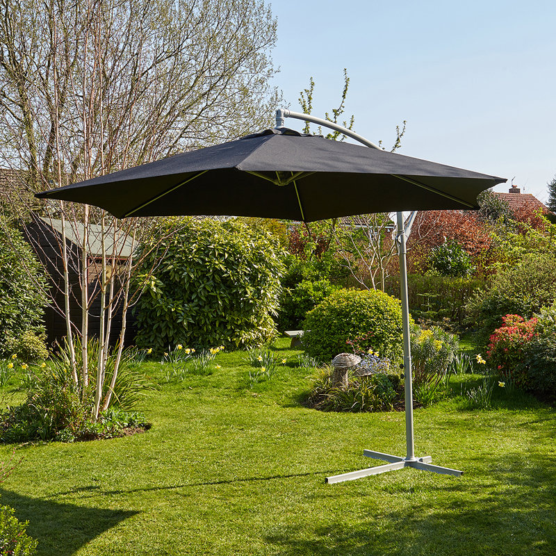 Gozo Aluminium 3m Overhanging Cantilever Vented Parasol, Black