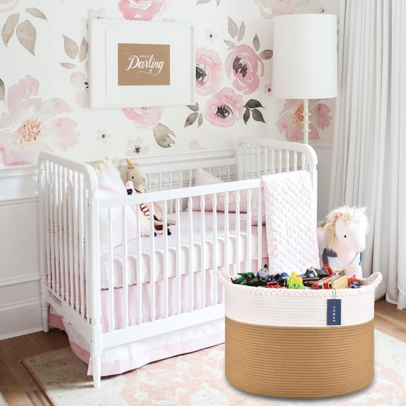Laundry Basket, White/Camel