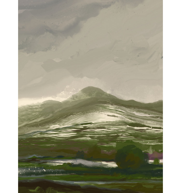 Misty Green Mountain Valley Print by Other Artist, 12 × 18, Framed Canvas, White
