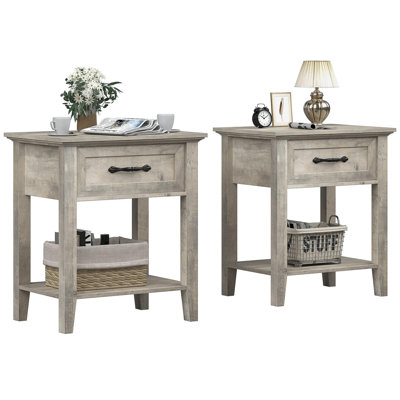 2 tables de bout avec tiroir, table de chevet avec 2 tablettes de rangement, table d'appoint avec commode, table de chevet pour salon, chambre à coucher, dortoir