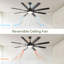 Ventilateur de plafond moderne de 66 pouces avec lumières et moteur à courant continu réversible silencieux à 6 vitesses pour l'intérieur
