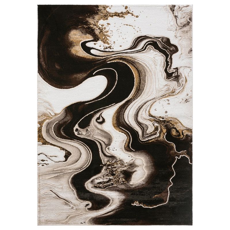 Tapis moderne abstrait abstrait Tabernash, Rectangle 5 pi 3 po x 7 pi 7 po