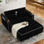 Lit moderne pliable en noir, avec dossier réglable et port de charge, cendrier, support pour téléphone, dossier, 2 coussins moelleux, revêtement en velours noir