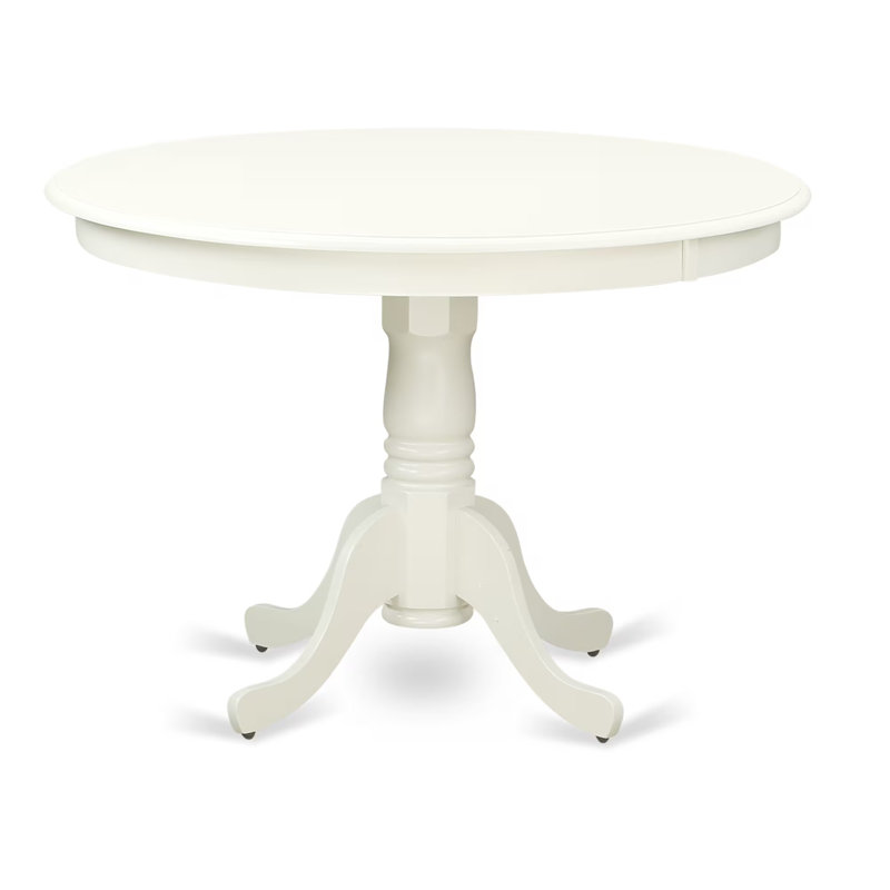 Hartland Modern Kitchen Table - a Round Table Top with Pedestal Base, Linen White, Linen White, Linen White
