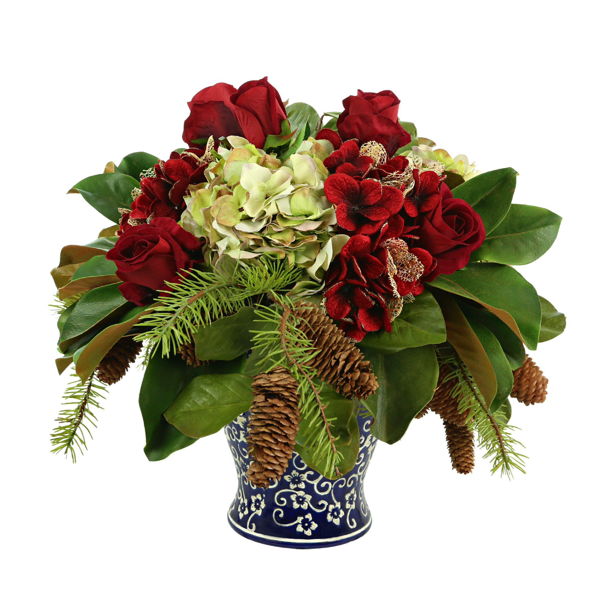 Creative Displays, Inc. Hydrangea and Rose Holiday Arrangement | Wayfair