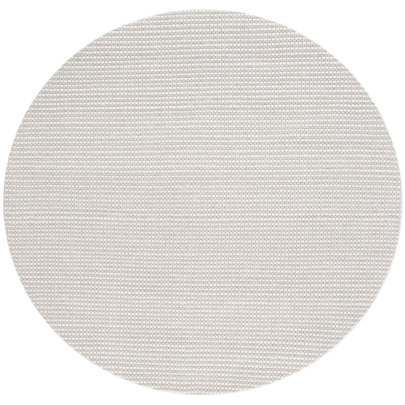 Tapis argent / ivoire tissé à la main Tulane, Rond 8 pi