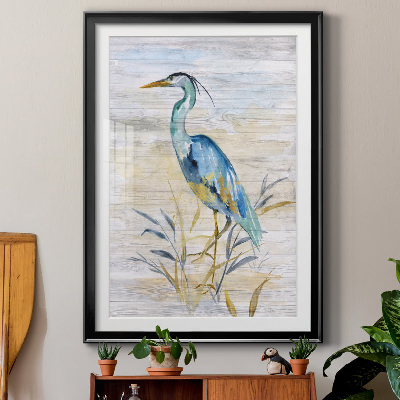 " Blue Heron II " by Nan, Black Framed, 18.5" H x 24.5" W x 1.5" D