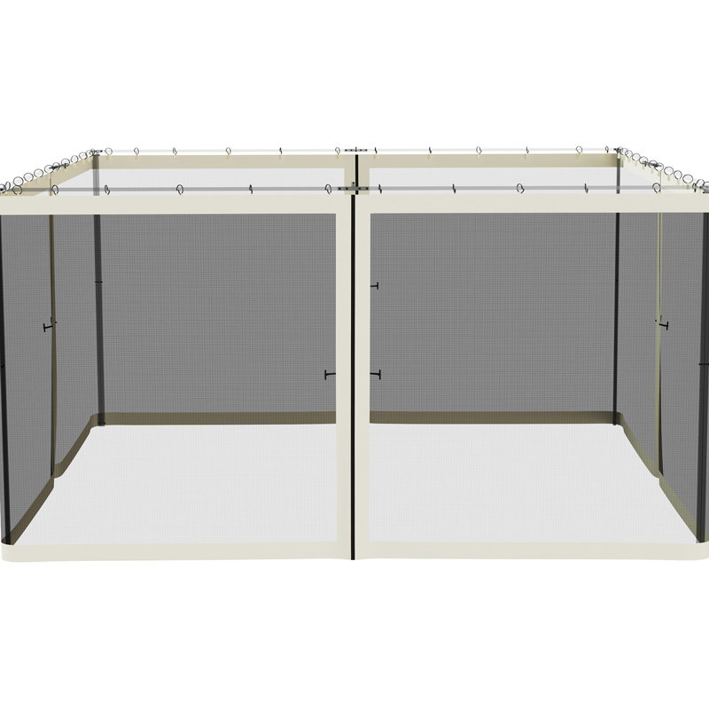 Outsunny 10' X 12' Replacement Mesh Sidewall Netting For Patio Gazebos And Canopy Tents With Zippers (Sidewall Only), Beige
