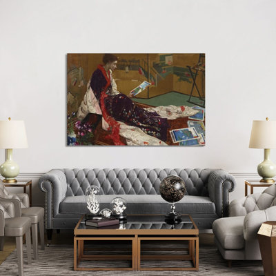 Caprice en mauve et or, l'écran doré, reproduction d'art sur toile tendue