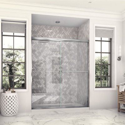 Eurolite 58 in. W x 70.5 in. H Sliding Bypass Frameless Shower Door in Chrome with 3/8 in. (10mm) Thick Clear Glass