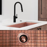 Fossil Blu Luxury 33" 12-Gauge Hammered Copper Undermount/Drop-In Sink, Medium Patina, Incl Accs