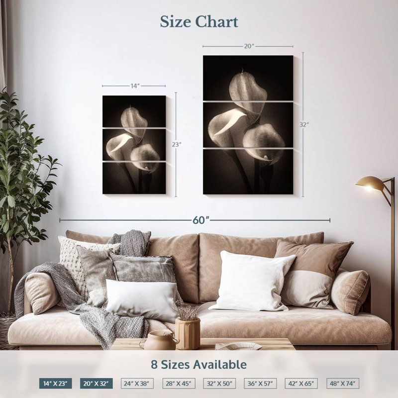 Calla Lilly Sepia, H 32" x l 20"
