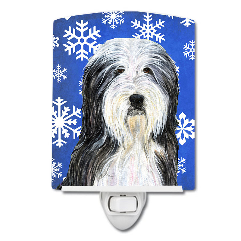 Éclairage pour nuit en céramique barbu collie winter