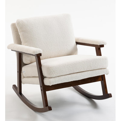 Chaise d'appoint Mid-Century moderne, chaise berçante avec structure en bois, chaises de salon rembourrées