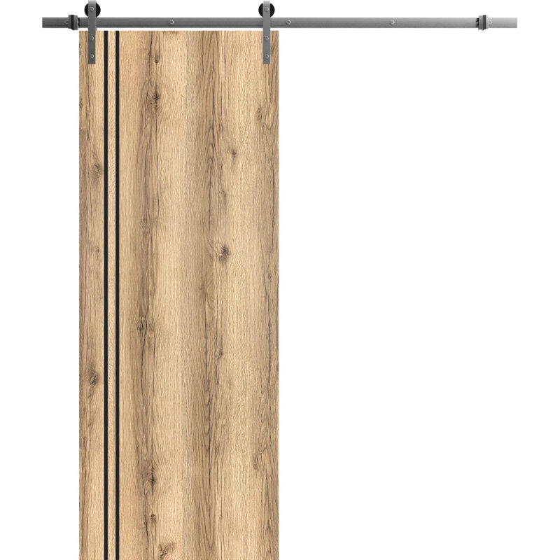 Porte de grange en bois massif massif, Chêne, 32 po x 96 po