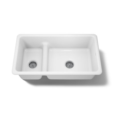 Iron Tones 33" L x 18.75" W Large/Medium Double-Bowl Kitchen Sink