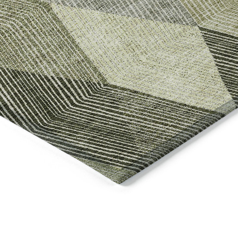 Olive Flat Woven Rectangular Synthetic Easy Care 8' x 10' Rug