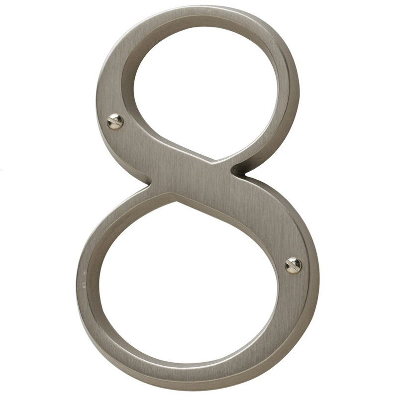 4.75" H Brass House Number, 8, Polished Chrome