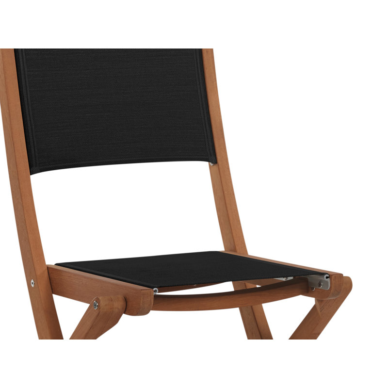 Stella Folding Teak Patio Dining Chair, Black