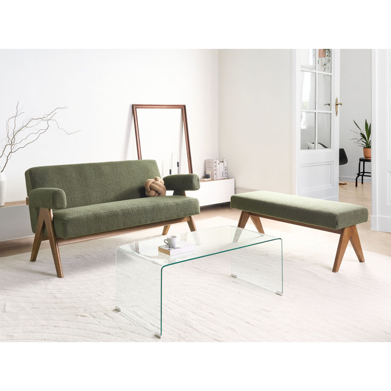 Living Room Set Drumheller Boucle, Dark Brown Wood, Green