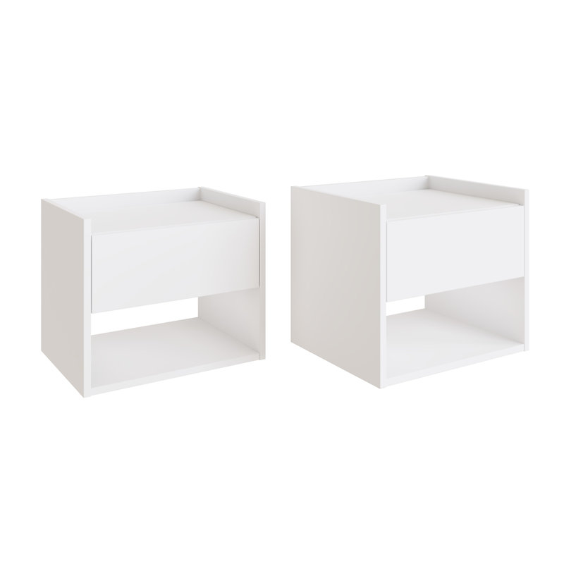 Beare 43cm W Manufactured Wood Bedside Table, White