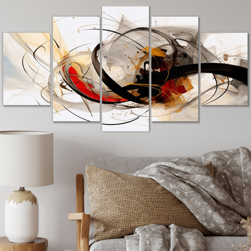 Conversations with Destiny Dynamic Waves - Reproduction d'art abstrait formes abstraites - 5 panneaux