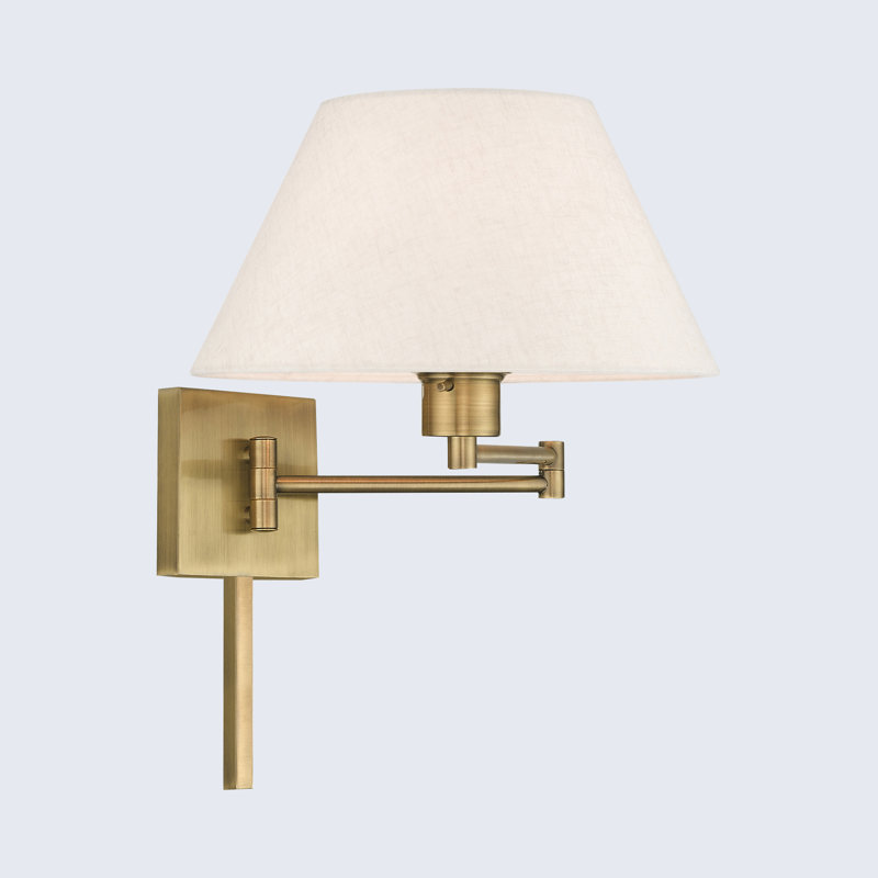 Mckella Steel Swing Arm Sconce, Oatmeal, Antique Brass