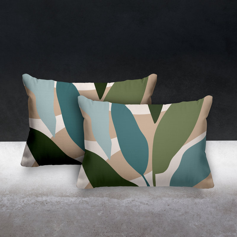 Glittered Outdoor Reversible Throw Pillow, Emerald/Beige