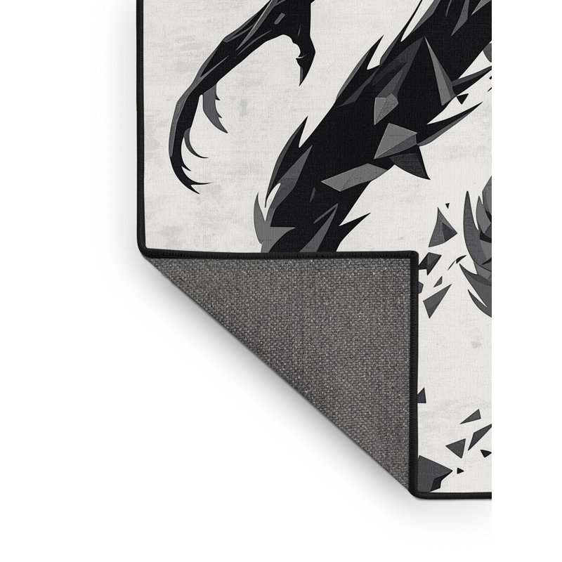 Tapis blanc moelleux et moelleux à motif abstrait et élégant, 7 x 9