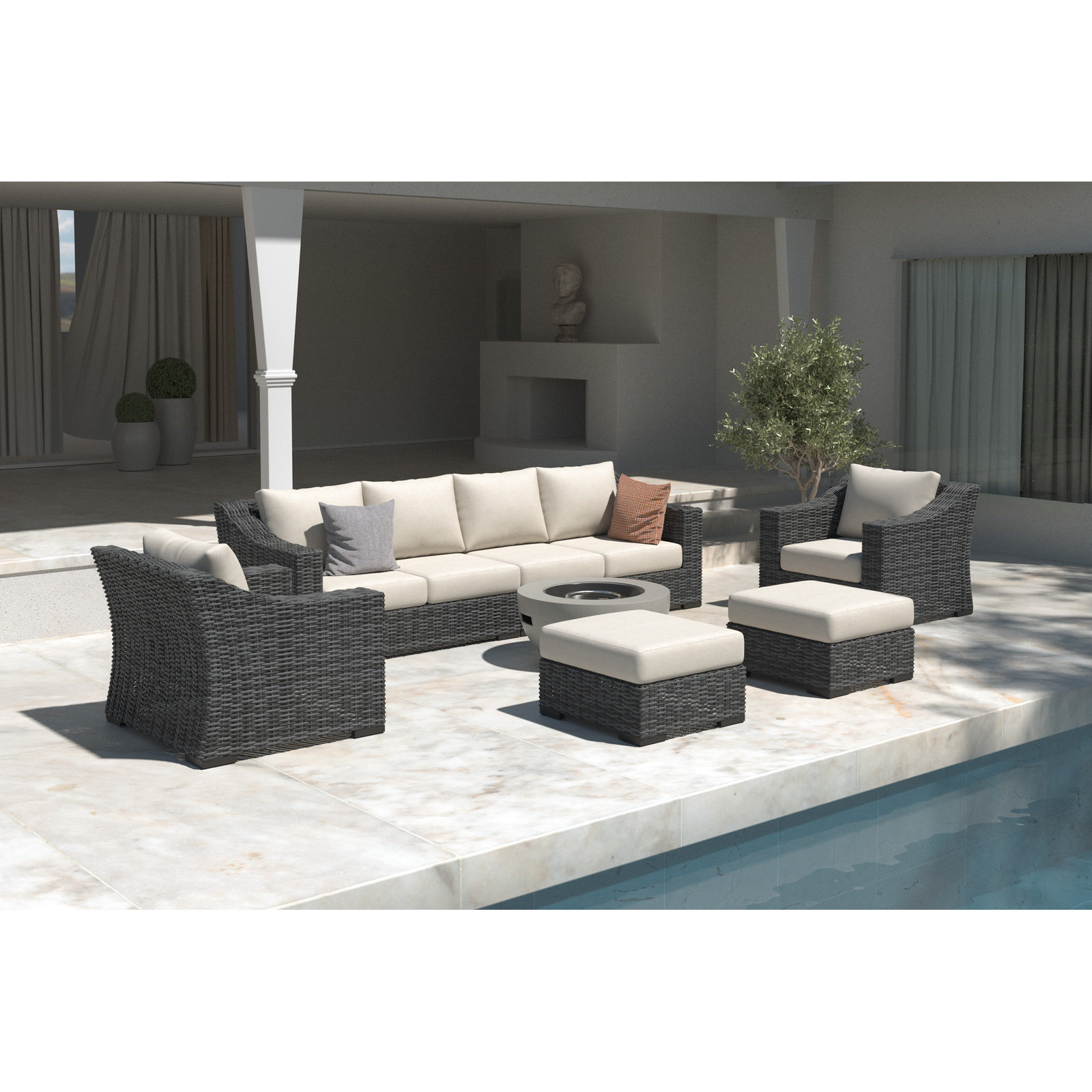 Eloisa 7 Piece Sofa Seating Group with Cushions, Gray