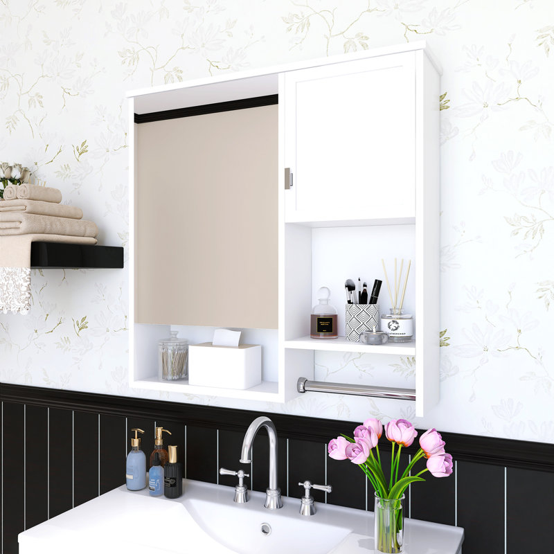 29,52 po Armoire à pharmacie avec miroir de salle de bain Largeur, armoire de rangement de salle de bain avec miroir, Blanc