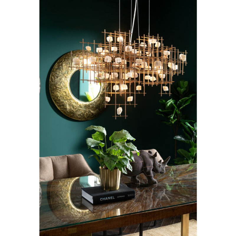 Dolcho Dimmable Square / Rectangle Chandelier, Polished Gold, Opaque White