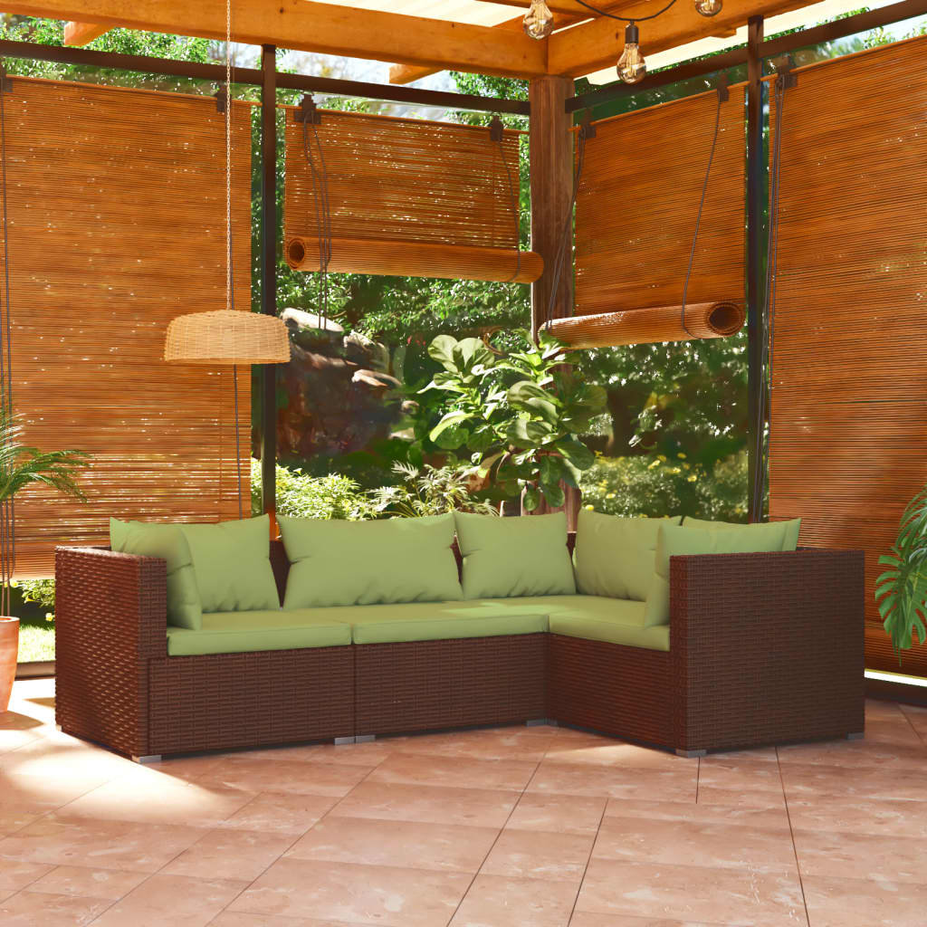 4-Sitzer Lounge-Set Gravett aus Polyrattan mit Polster