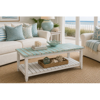 Table basse en bois massif avec rangement Decastro