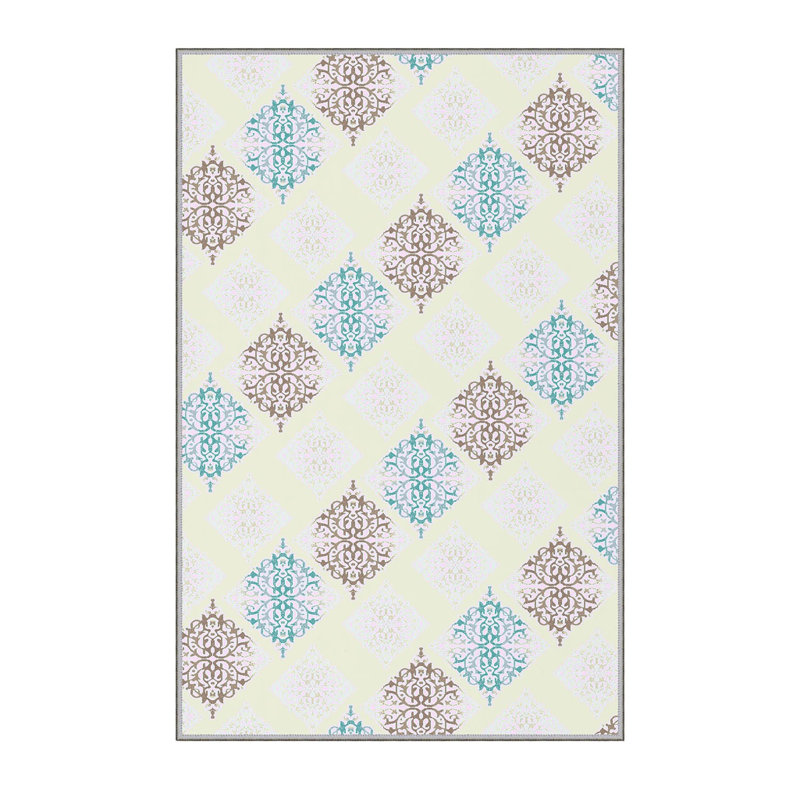 Tapis noir / bleu / jaune en polyester tissé à la machine Molimo, Rectangle 5 pi 11 po x 9 pi 2 po