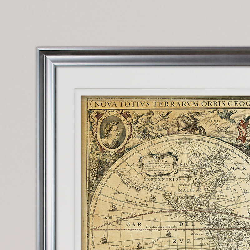 «Parchment Treasue Map», impression, H 22 po x l 30 po x P 1,5 po, Cadre argenté