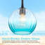Suspension globe en verre côtelé bleu ombré, luminaire suspendu moderne noir mat à 1 lumière pour îlot de cuisine et salle à manger