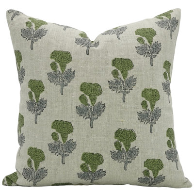 Block Print Throw Pillow Cover MNHGRTLSquare