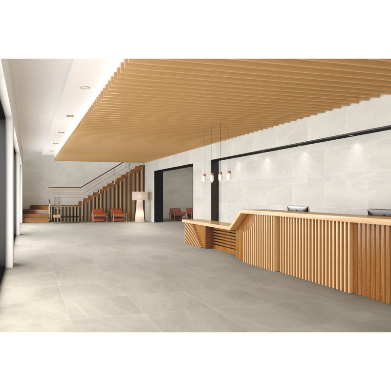 24"x48" Petralava Gris Porcelain Tile, Marfil