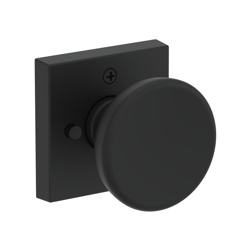Solvang Privacy Knob with Contemporary Square Rose in Venetian Bronze, Matte Black