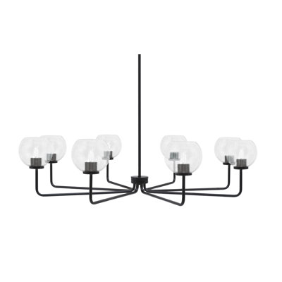 Lustre 8 lumières Amarmula, finition noir mat, verre transparent 5,75 po