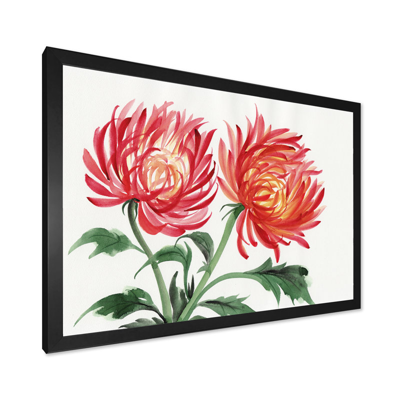 Chrysanthemum Flower " Chrysanthemum Flower " Painting Print, Black Picture Frame, 12" H x 8" W x 1" D