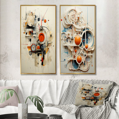 «Intricate Abstraction Beige Shapes I», ensemble de 2 reproductions d'art moderne abstrait