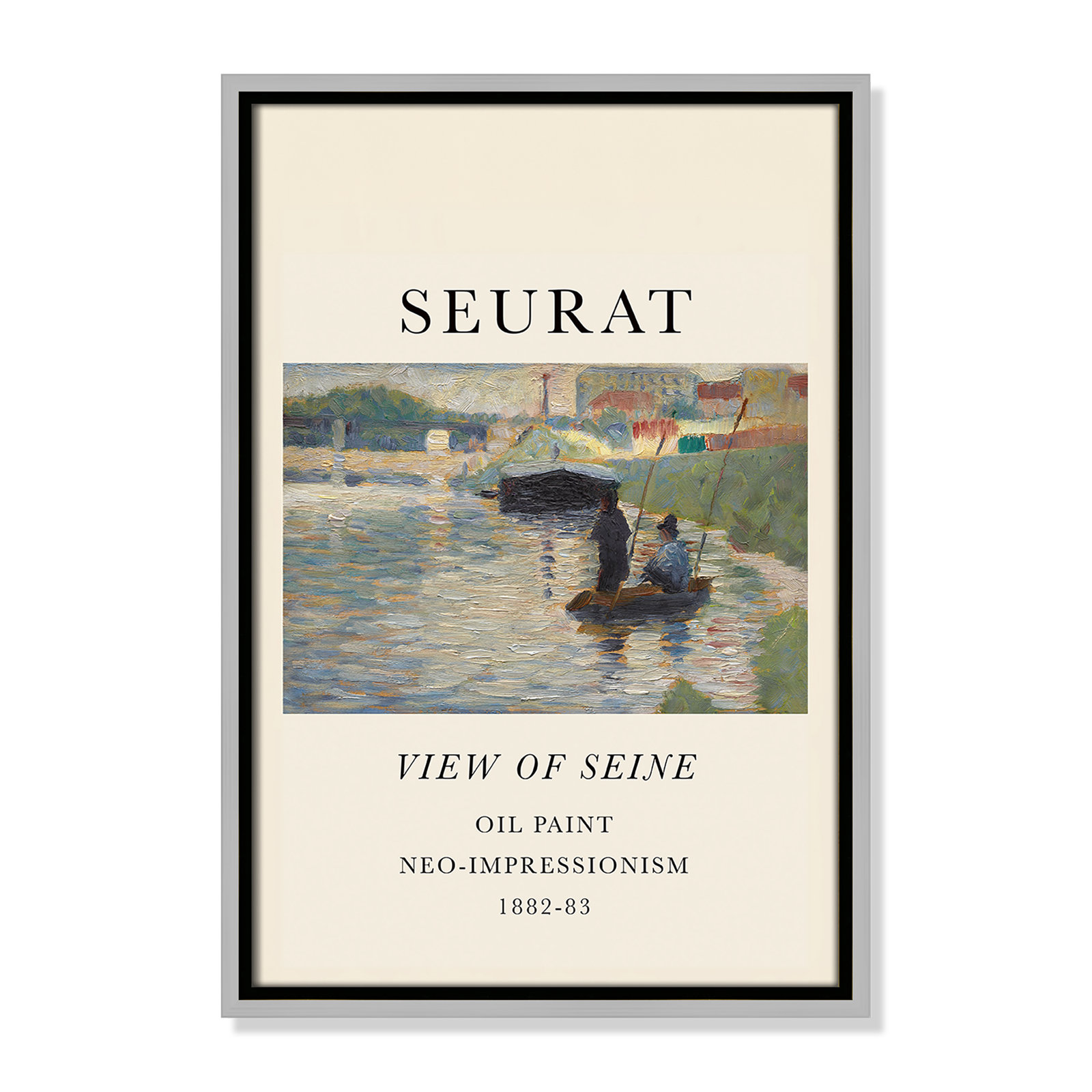 View Of Seine by Georges Seurat, No, 19.5" H x 13.5" W x 2" D, Silver Floater Frame