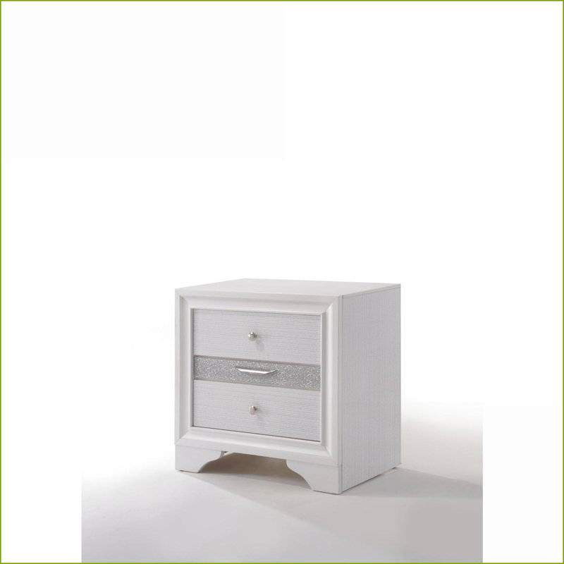 Table de chevet à 2 tiroirs Naima, Blanc