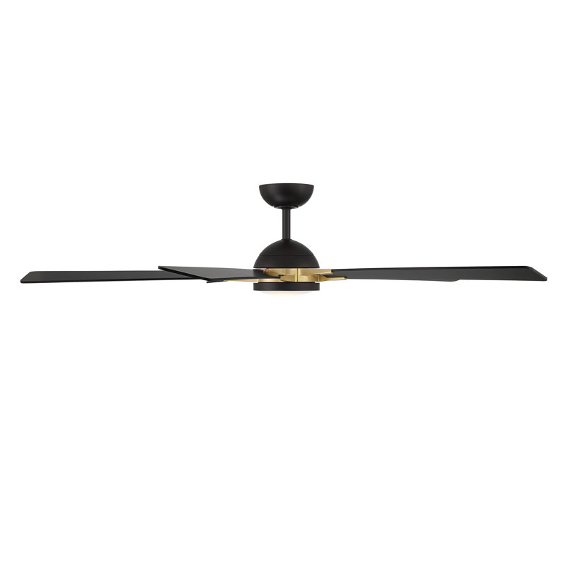 Rotary Smart LED Downrod Ceiling Fan, Gold