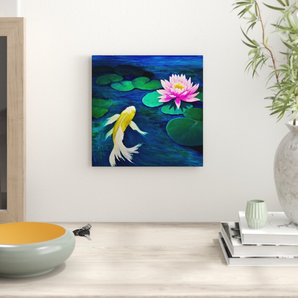 Leinwandbild Koi mit Seerose Kunst