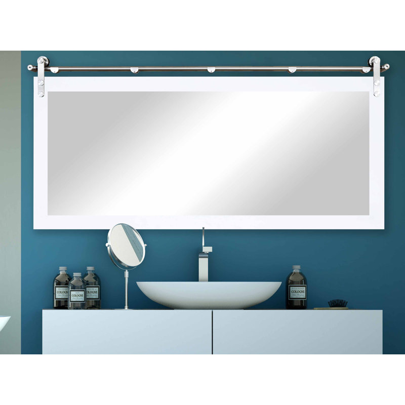 Karlyn Engineered Wood Flat Mirror, White, 30.5 x 51.5