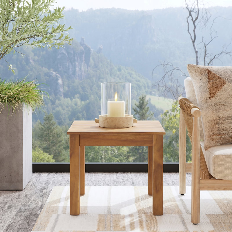 Table d'appoint en bois Channing, Patine brune